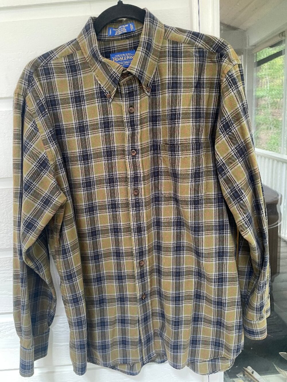 PENDLETON Canterbury Cloth Wool and Pima Cotton Plaid LARGE
